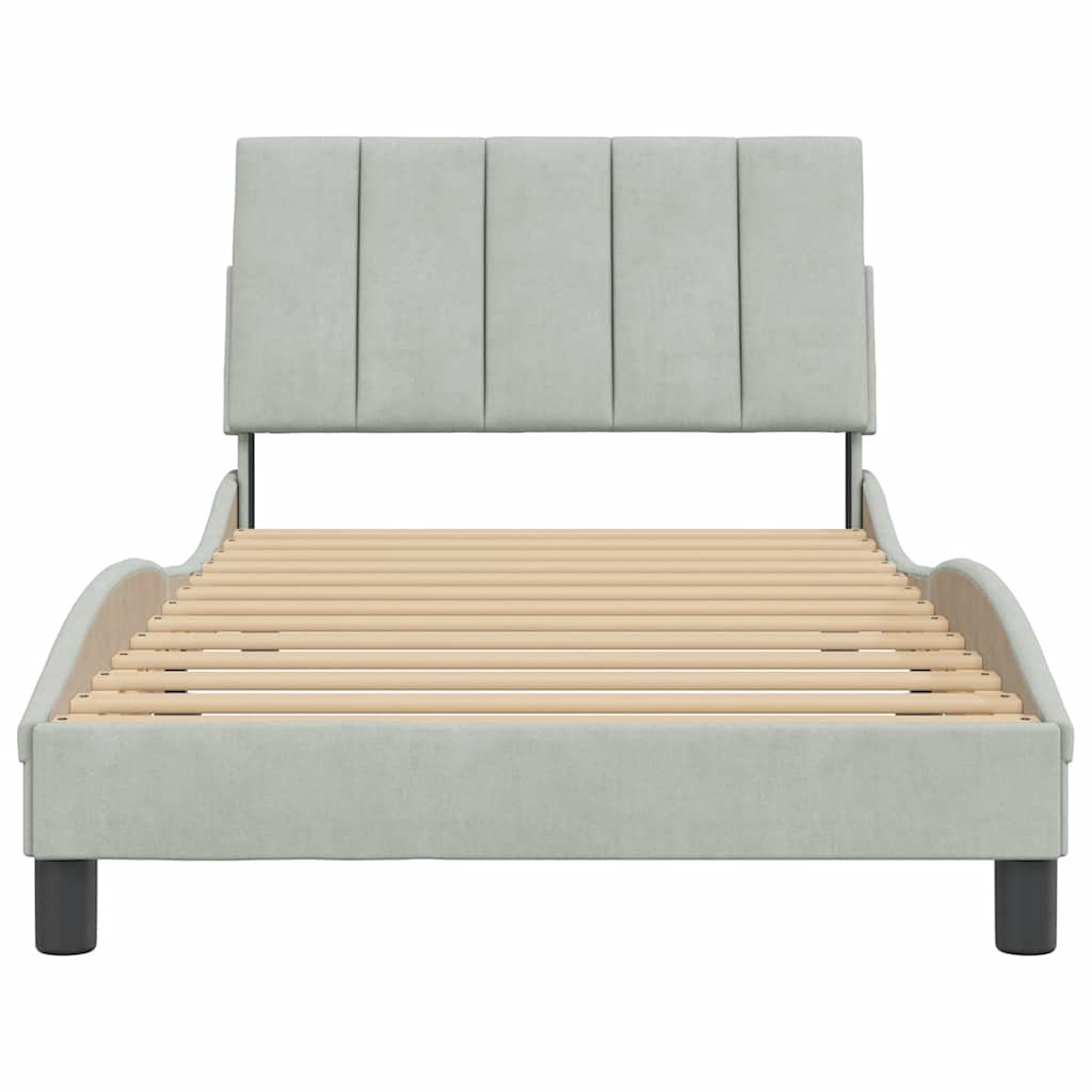 Bed Frame without Mattress  Hanko  Light Grey 100x200 cm Velvet