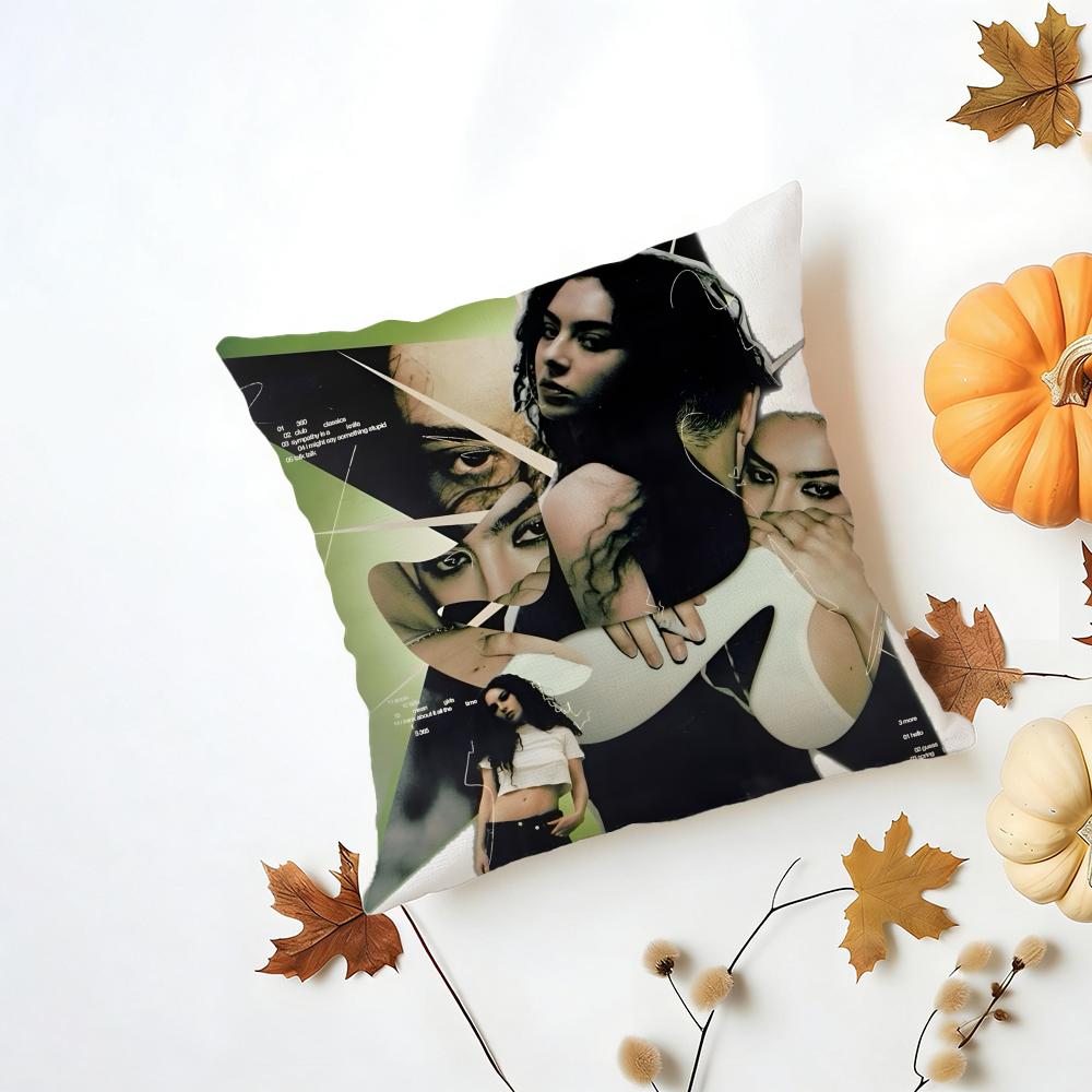 Singer Pop C-Charli X-Xcx Cushion Cover Washable Linen Pillowcase Soft For Daily Sofa Bed Home Room Decor