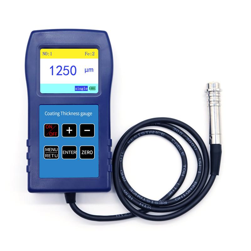 DR260 Factory LCD Display Coating Thickness Meter Battery Powered Paint Coating Gauge Convex Radius 5mm Metal Plastic Material 0-1250 синий