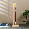 Calligraphy Pen Holder with Chinese Fu Character Elegant Wooden Metal Brush Hanger for Desktop Study Room Office Art Decor