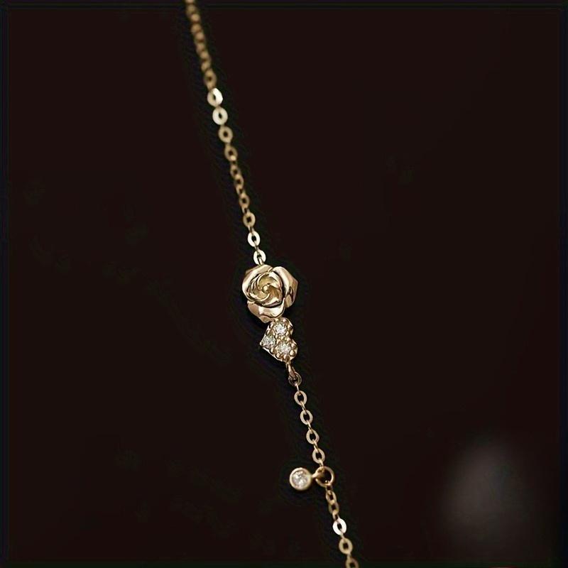 Luxus Zirkonia Herz Rose Blume Armbänder Für Frauen Niedliche Pflanze Feiner Schmuck Zubehör Romantische Liebe Flash Geschenke