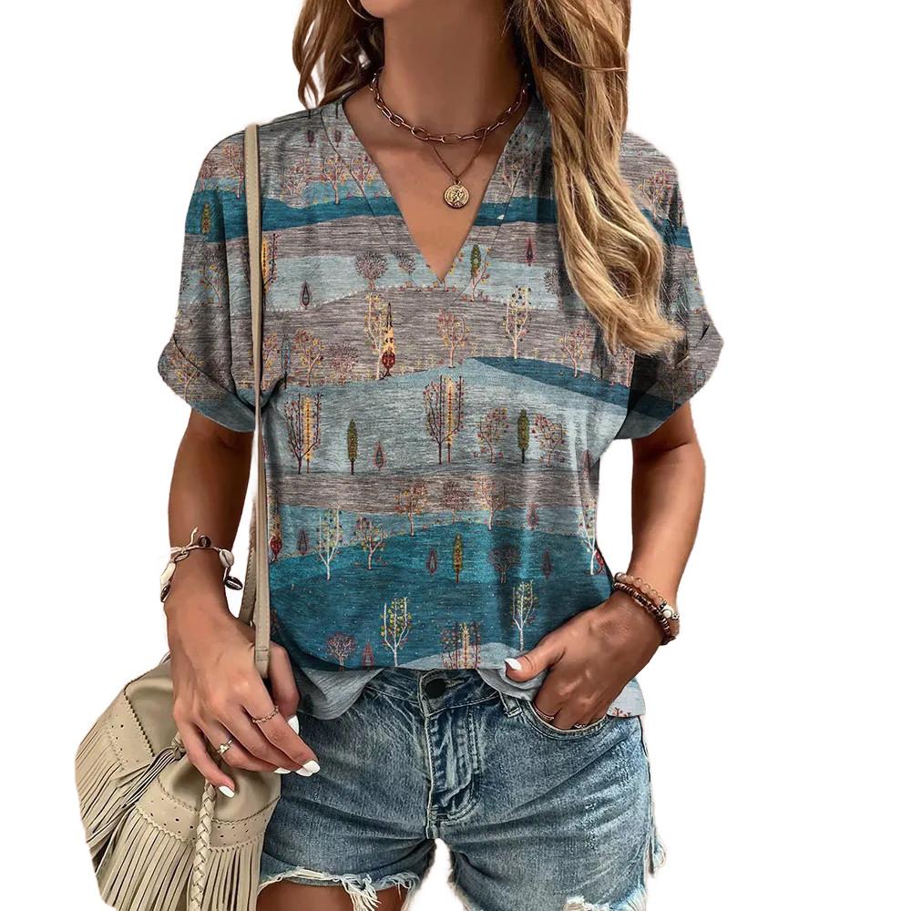 

Женская футболка в стиле ретро, летняя футболка с коротким рукавом и V-образным вырезом, повседневная футболка с принтом в полоску в стиле Харадзюку для женщин, уличный стиль, пуловер, топы 3XL