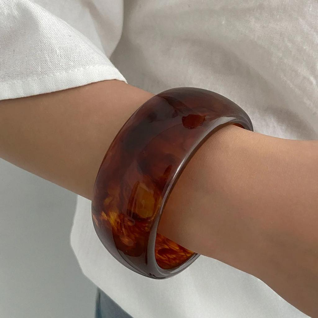 DIEZI 3-Stil Übertriebene Harz Breite Armreifen Mode Hip Hop Goldfarbe Geometrisch Schwermetall Armreifen für Damen Armband Herren