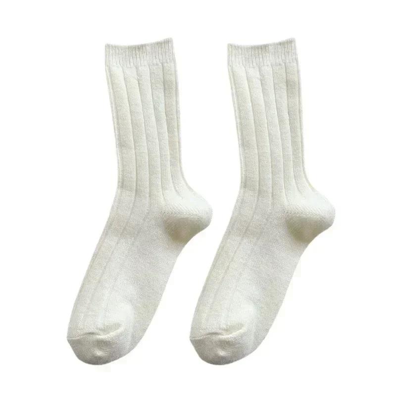 Cashmere Wool Thicken Warm Women Socks Sox New Winter Socks Women Japanese Fashion Harajuku Solid Color Thermal Long Socks
