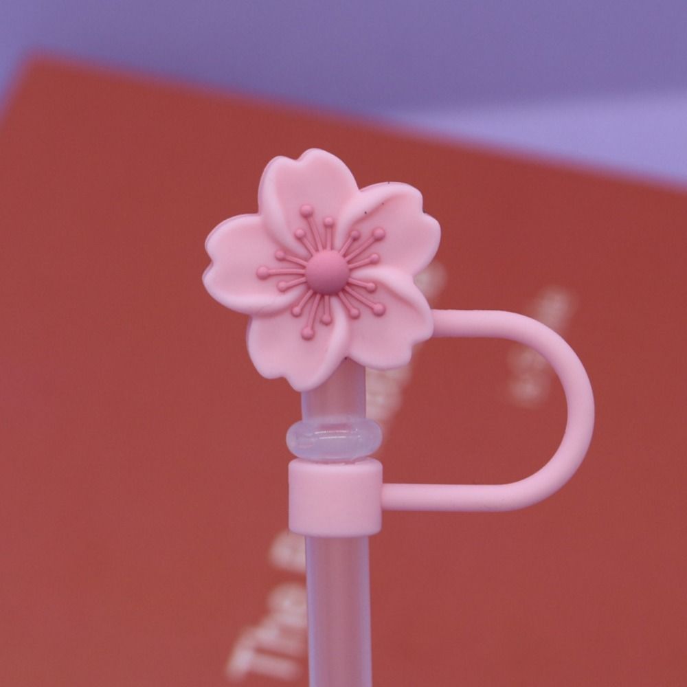 Silicone Begonia Flower Straw Topper 8/10mm Straw Tips Cherry Blossoms Straw Cover  Tumbler