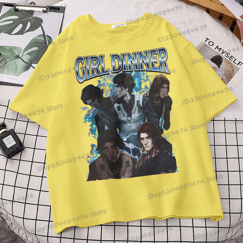 Viktor Arcane Girl Dinner T-shirt League of Legends Classic Street Style Top Clothing Women/Men Lol Fan Gift Anime Apparel Shirt