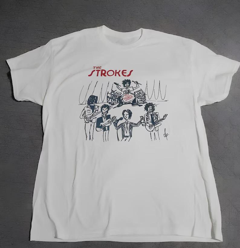 Vintage The Strokes Band Tour Multicolor Short Sleeves Shirt L