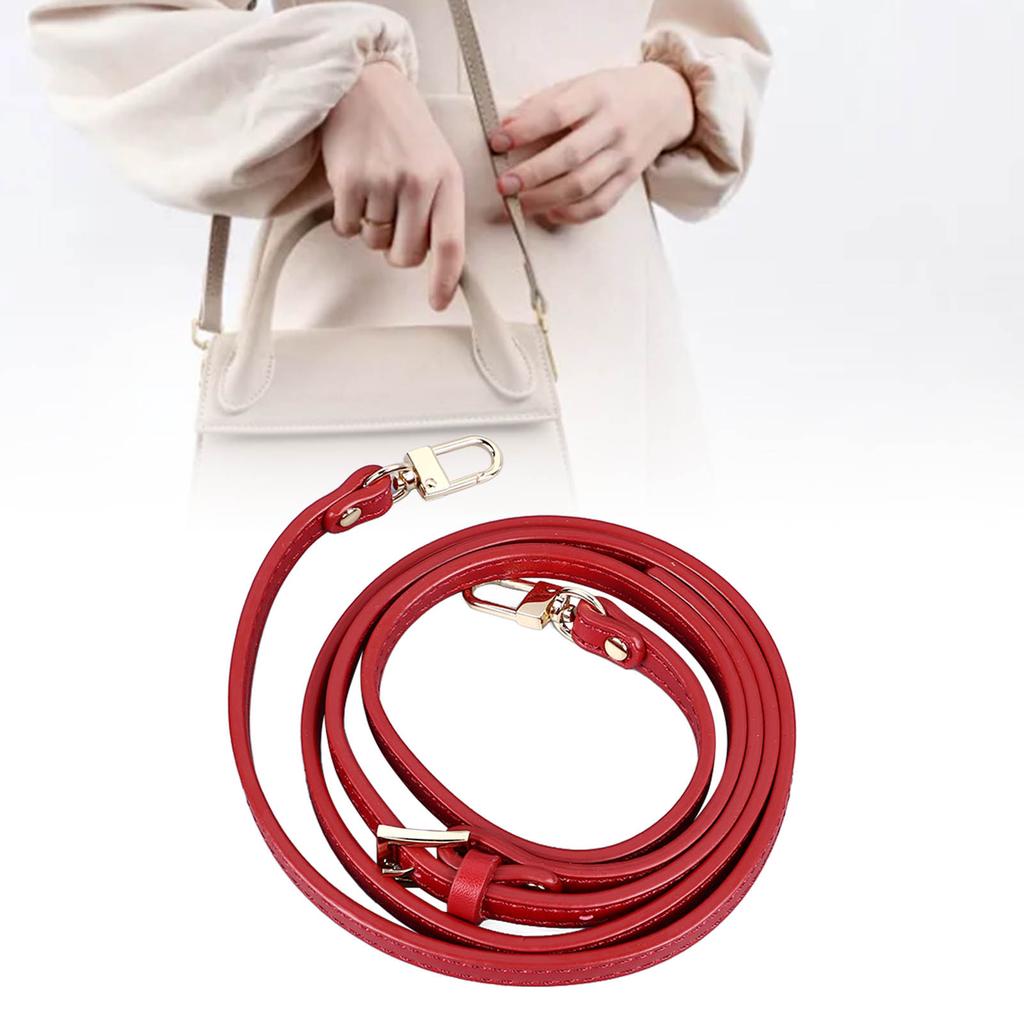 Leather Bag Strap 41.33 To 48.03in Adjustable 0.35in Wide Replacement Shoulder Strap for Purse Handbag Red Golden Hardware