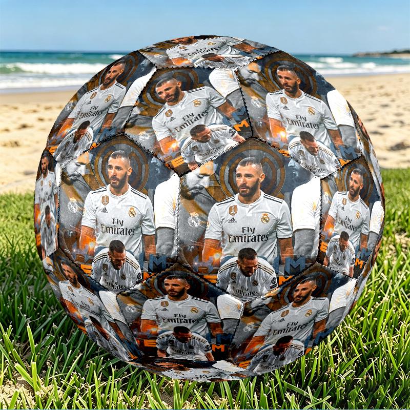 Real Madrid Print Size 5 Soccer Ball, PU Wear Resistant Football for Match Training and Daily Practice, Birthday Gift for Soccer Fans