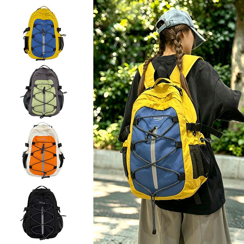 Schoolbag Outdoor Mountaineering Backpack Large Capacity Color Matching Student School Bag Men's and Women's Commuter Sports Travel Backpack