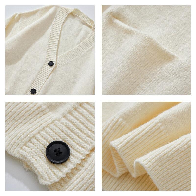 Pánský ležérní kardigan s výstřihem do V na podzim 2025 Pánský svetr s knoflíky v jednobarevném provedení Pánský pletený teplý svetr Kardigan Pánské volné kabáty