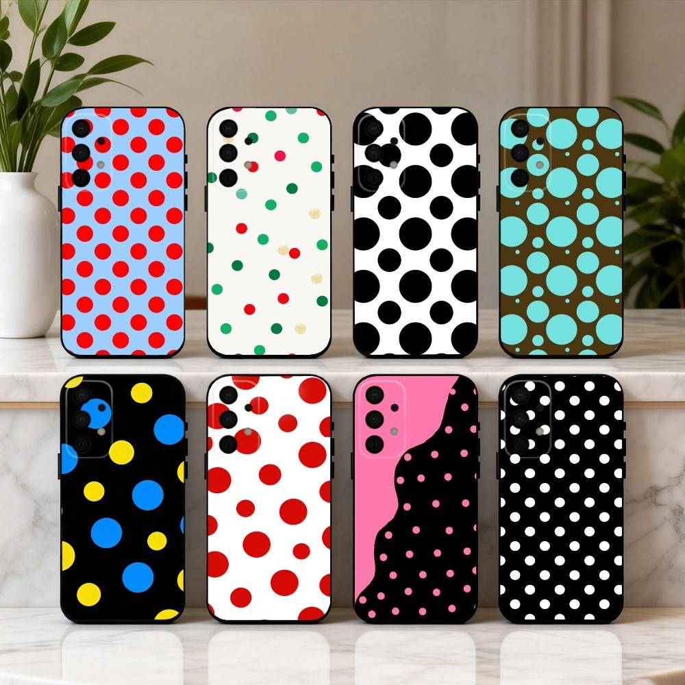 P-Polka D-Dot A-Art Phone Case For Samsung Galaxy A73,A72,A71,A70,A53,A52,A51,Soft Silicone Black Cover