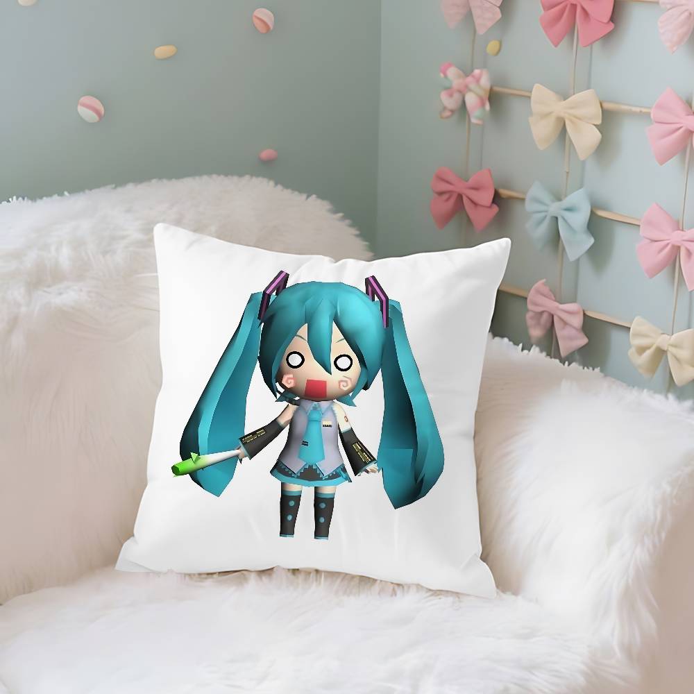 Anime-H-Hatsune-Mikus Kawaii Throw Pillow Covers Pattern Cushion Cover Suitable For Sofa Bedroom Car Pillow Cover