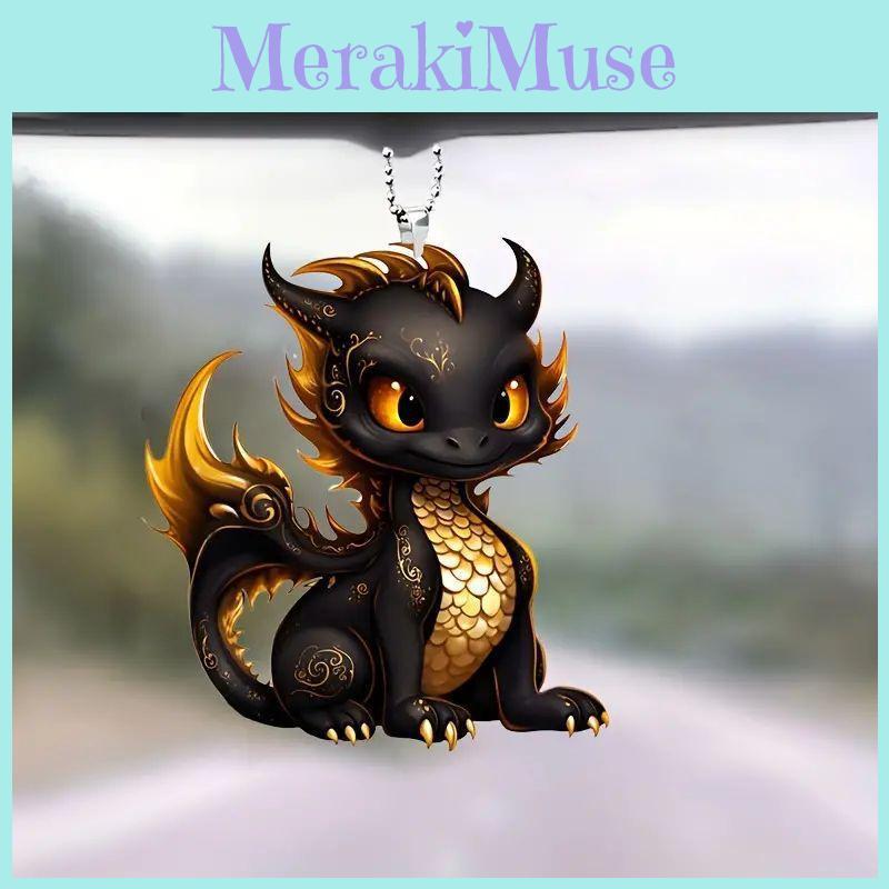 Eyecatching Black Dragon Acrylic Car Charm For Creative Interior Design