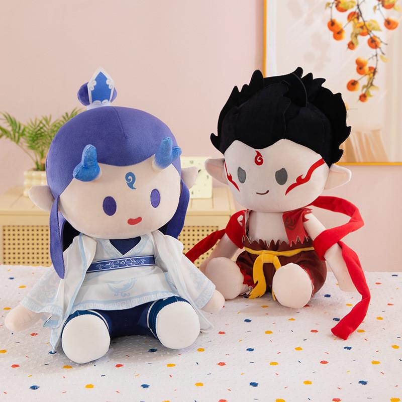 Ne Zha Ao Bing Plush Toy Anime Stuffed Cotton Doll Cute Decoration Gift Kids