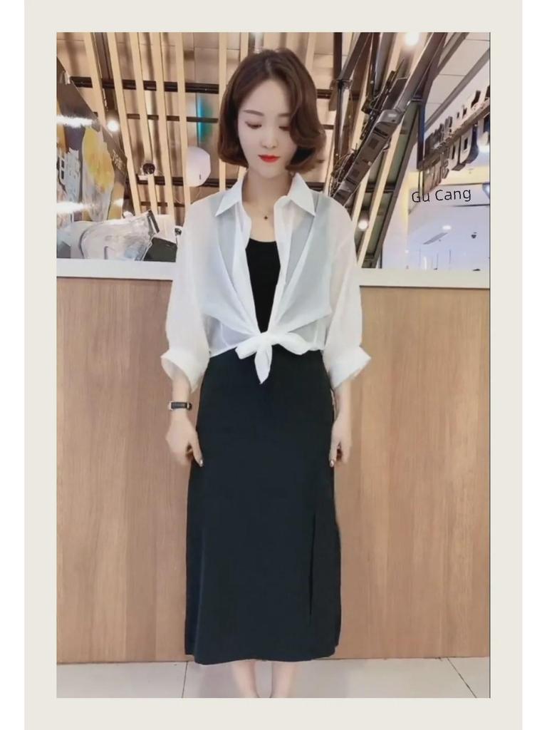 Dámský krátký letní šifonový kardigan se šálem pro ochranu před sluncem