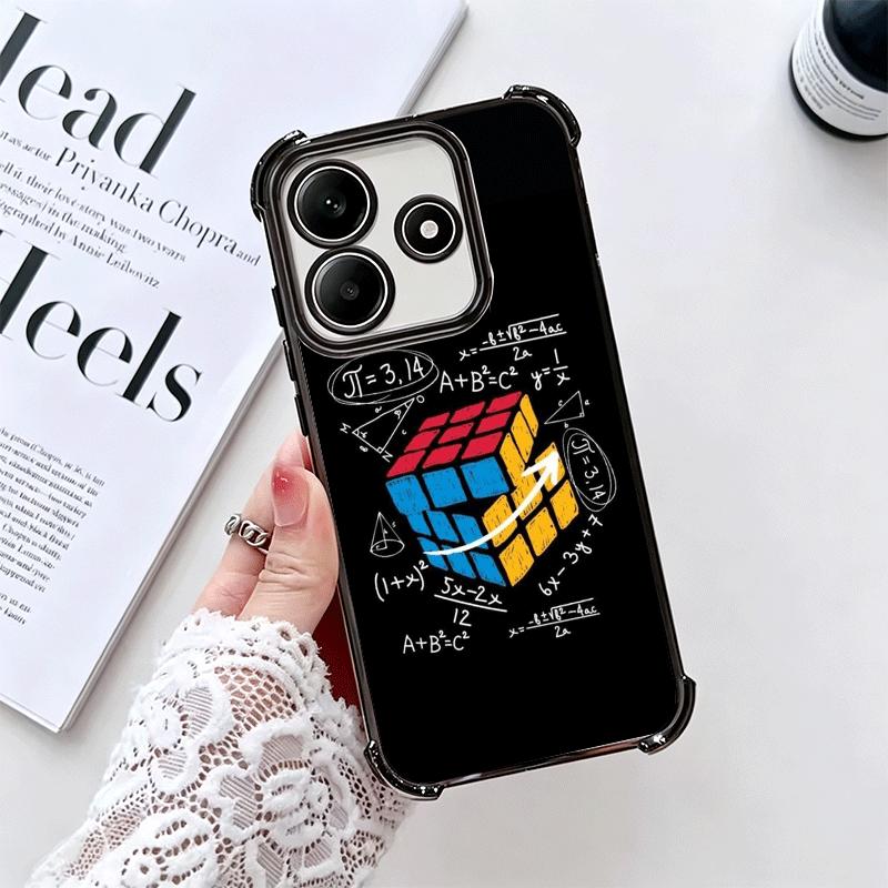 Rubik Cube Formula Spoofs Math Soft Phone Case For Xiaomi Redmi Note 14 15 Pro Plus 13 12 11S 11T 5G 10 9S 9 Plating Anti-Fall F