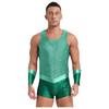 Costume Cosplay da Re del Mare di Halloween da Uomo Design da Dio del Mare Body Senza Maniche con Stampa a Squame di Pesce Maniche Staccabili