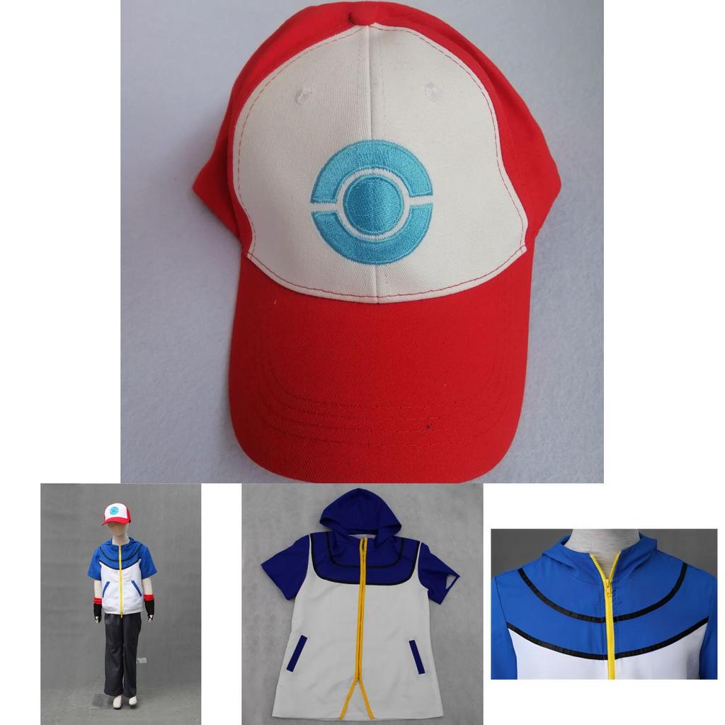 Hochwertiges Pokemon-Trainer-Kostüm Für Kinder und Erwachsene Enthält Jacke Handschuhe Und Hut