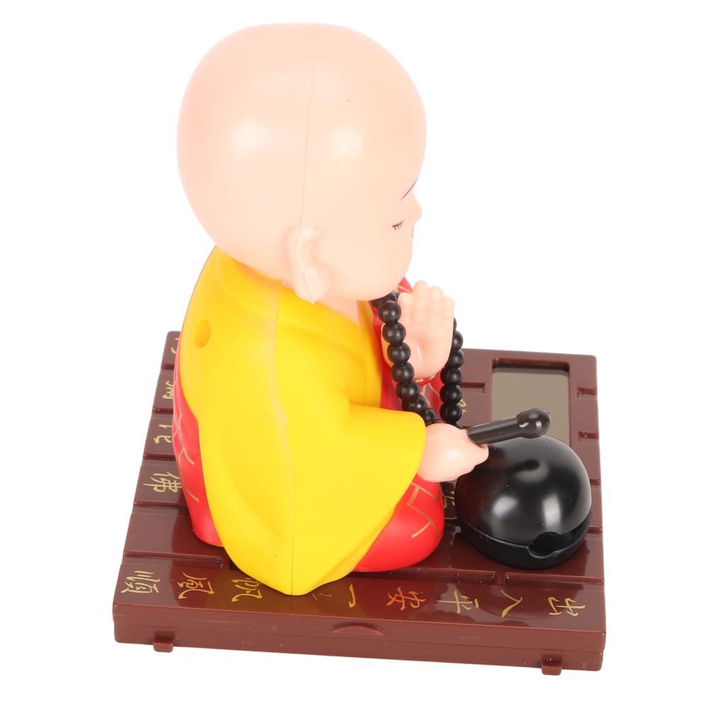 Little Buddhist Monk Ornament Solar Powered Cute Monk Decorative Ornaments for Car Desktop Living Room