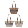 Women Woven Straw Large Tote Bag Zipper Closure Underarm Bag Summer Trendy Handbag for Beach Travel