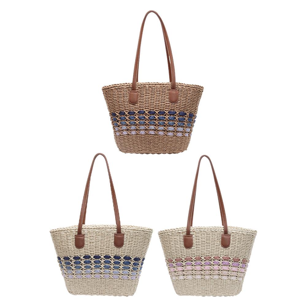 Women Woven Straw Large Tote Bag Zipper Closure Underarm Bag Summer Trendy Handbag for Beach Travel