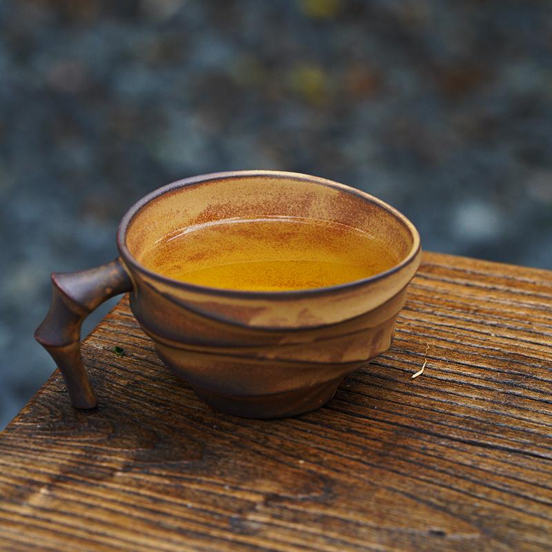 Vintage bamboo coffee cup ceramic mug creative high-end exquisite Japanese niche cup  200ml