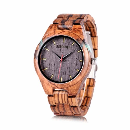 

BOBO BIRD Men s Wooden Watch with Sport Quartz Movement, Natural Wood, Lightweight, Special Design, Perfect Gift (Black Dial)