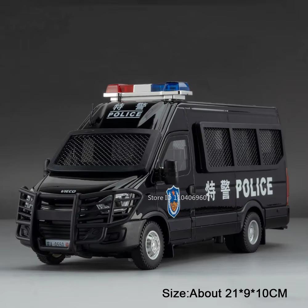 

1:24 Police Car Disperse Explosion Proof Cars Toys Alloy Diecast Model with Sound Light Pull Back Doors Opened Vehcies Boy Gifts