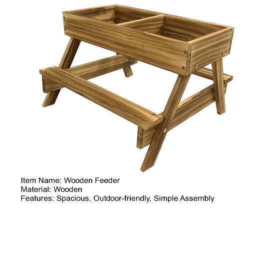 Yousheng Wooden Chicken Feeder No Waste Chicken Picnic Table Handmade Duck And Squirrel Feeder for Henhouse Backyard Garden