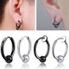 PAIR Women Men Surgical Stainless Steel Silver Thick Huggie Hoop Earrings+