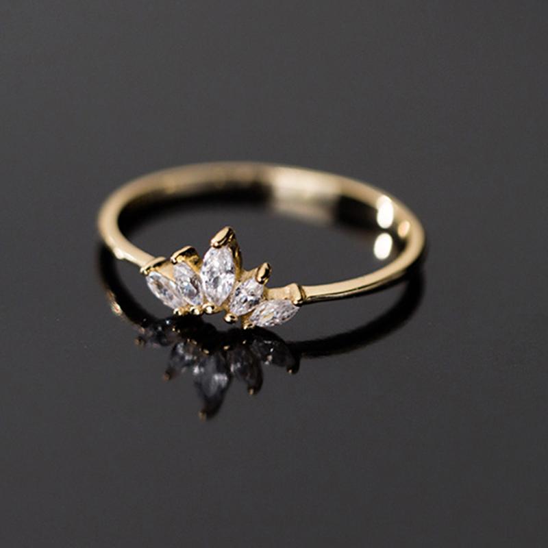 Fashion 925 Silver Crystal Crown Rings Jewelry Charms CZ Zircon Ring for Women Engagement Wedding Ring Gift