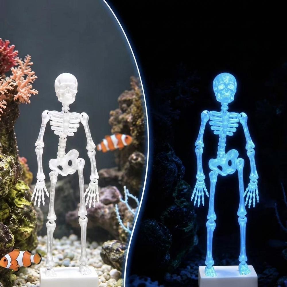 Realistic Dancing Skeleton Aquarium Bubbler 1D Printed with Pipe Suction Cup Fish Tank Dance Skull Bubbler Underwater