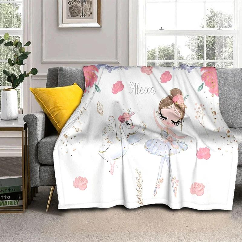 Süßes Ballettmädchen, Ballerina, Fee, Schwan, Einhorn, Cartoon, 3D-Decke, weiche Überwurfdecke für Zuhause, Schlafzimmer, Bett, Sofa, Picknick, Reisen, Kinder