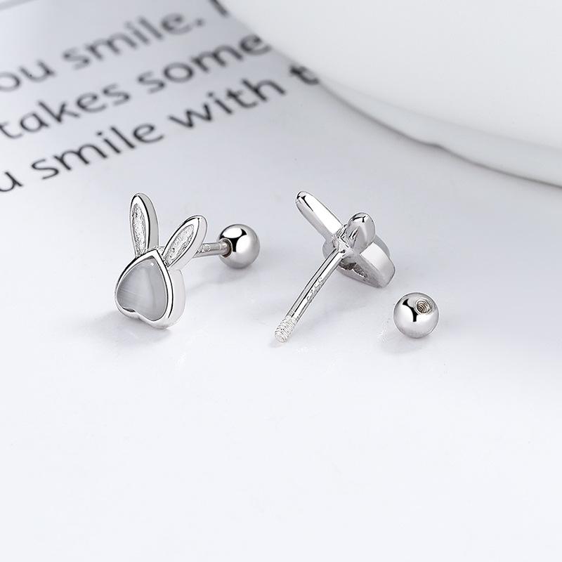 925 Sterling Silver Cute Rabbit Thread Stud Earrings For Women Kids Simple Ins Ear Wedding Party Jewelry Gift Female Pendientes