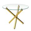 Round Dining Table with Tempered Glass Top and Gold-colored Legs, Coffee Table, Modern Minimalist Dining Table, 80 × 80 × 76 cm