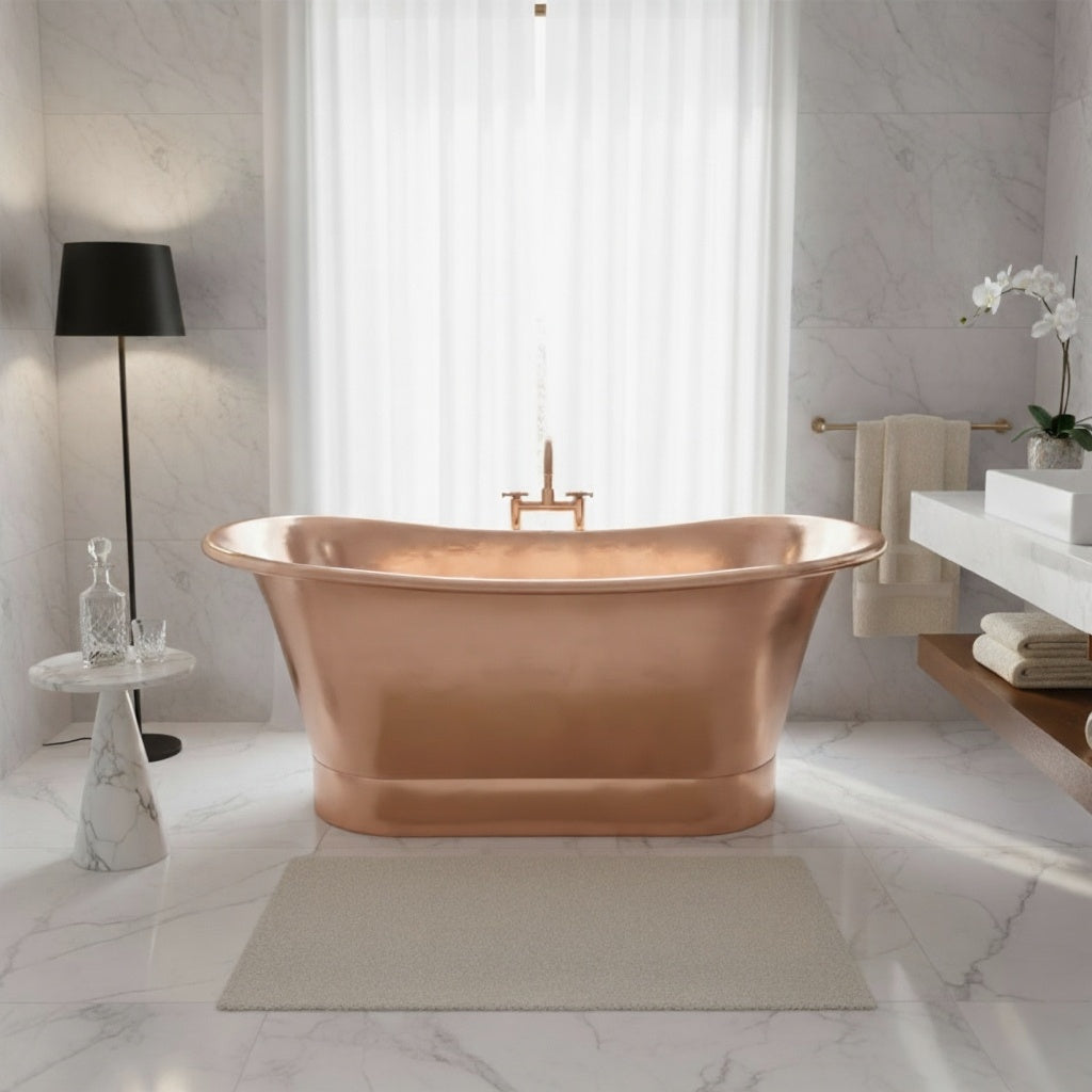 Straight Base Copper Bathtub Nickel Inside