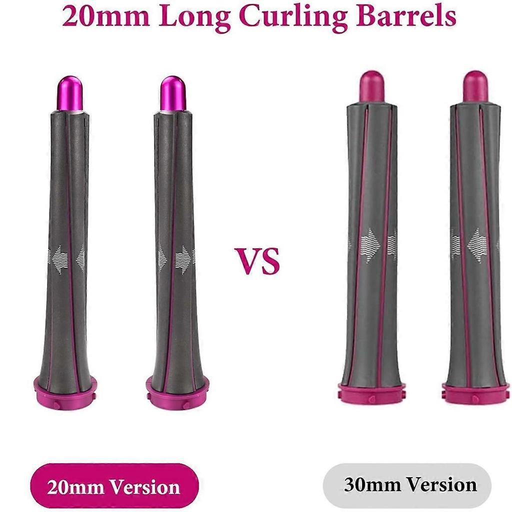 1 Pair 20mm Long Hair Curling Barrels for Dyson Airwrap Styler, with 2 Adapter Rings, Compatible with Dyson