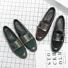 Men's Large British Style Leather Slip-on Loafers - Casual and Trendy