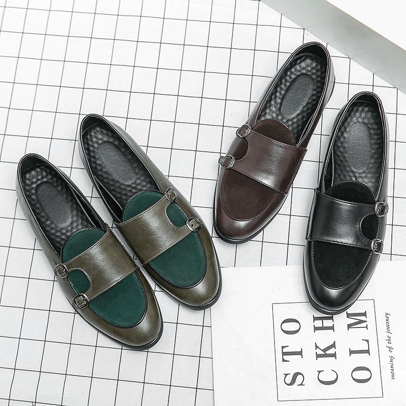 Men's Large British Style Leather Slip-on Loafers - Casual and Trendy