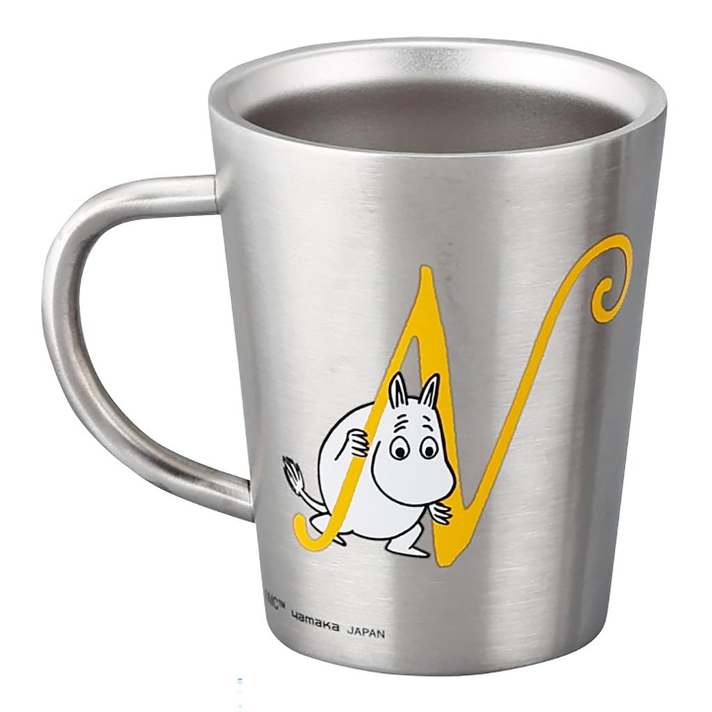 Moomin Stainless Steel Retains heat and cools Diameter 9 x Initial Birthday Miscellaneous Made in Mug, Heat-resistant, slowly, Double-walled, 360ml,