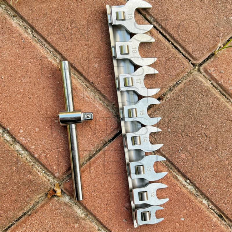 3/8-inch L-shaped Horn Dual-purpose Open-end Wrench Interchangeable Head Movable Opening Head Mid Fly Quick Ratchet Horn