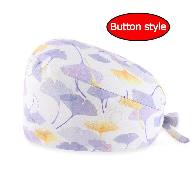 Unisex Adjustable Tie Operating Theatre Surgical Cap Printed Cotton Nurses Cap Dust Cap Work Cap