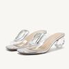 Fashion Liyke Fashion Hollow Out Metal Designer Slides Women Transparent Slippers Square Toe Strange Clear High Heels Mules Shoes Sandal