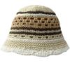 Wide Brim Crochet Panama Hat Breathable Beach Sun Hat Popular Striped Bucket Hat  Daily