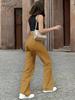 Black Washed Elastic Straight-Leg Women's Jeans