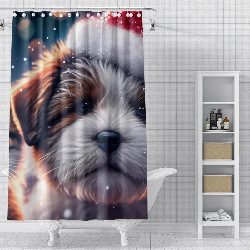 Heimdekoration Duschvorhänge Für Badezimmer Wasserdichtes Vorhangstoff Modern Nordischer Stil Wohnzimmer Frohe Weihnachten Winter