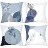 Blue and White Floral Patterned Cushion Covers Set Polyester Pillowcase, Sofa Decorative Cushion Cov Headboard Pillow