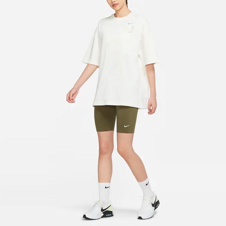 Nike Sportswear Essential Logo Print Solid Color Slim Fit Fitness Shorts Women Shorts Green CZ8527-222