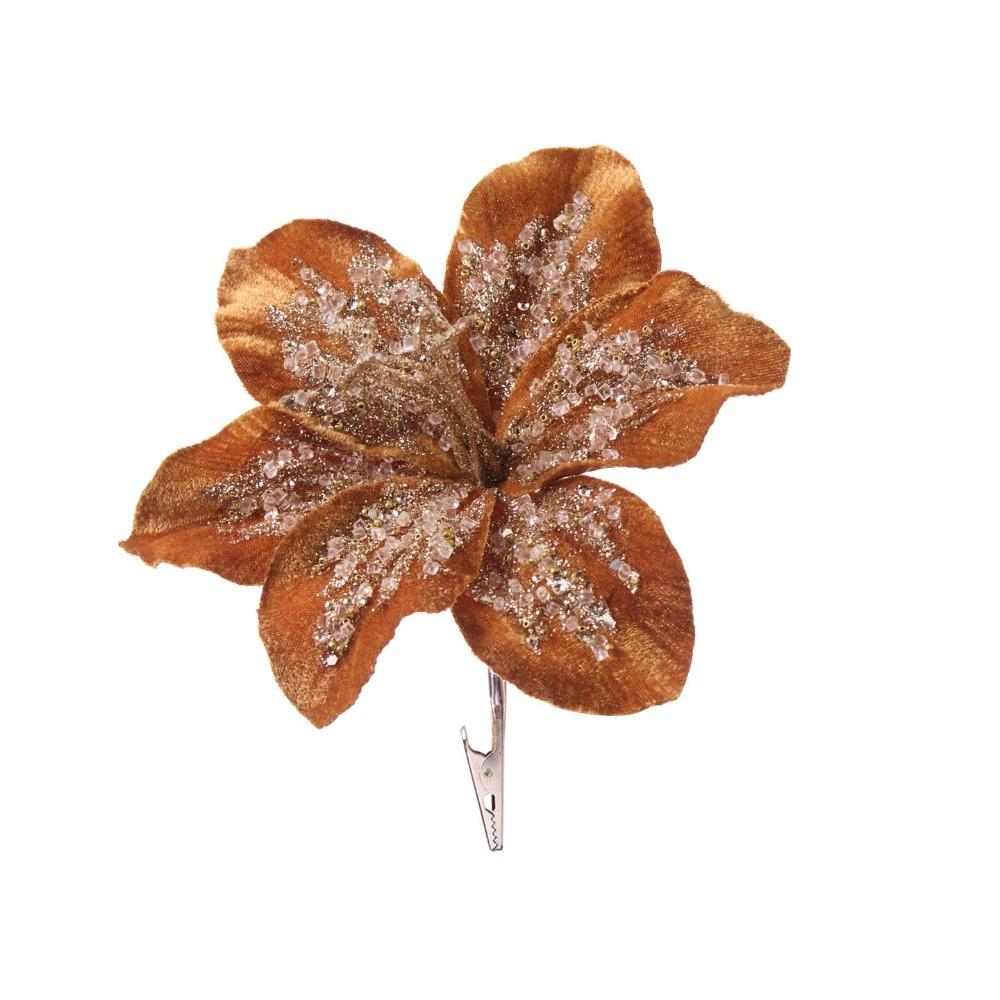 19cm Artificial Poinsettia Glitter Flower Glitter Sequin Fake Christmas Flowers Flannel Simulation 3D Simulation Flower